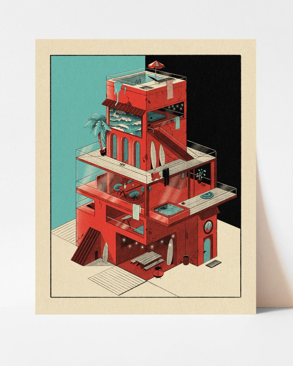 Beachhouse Hahnemühle German Etching Print 11"x14" / 27,9x35,6 cm